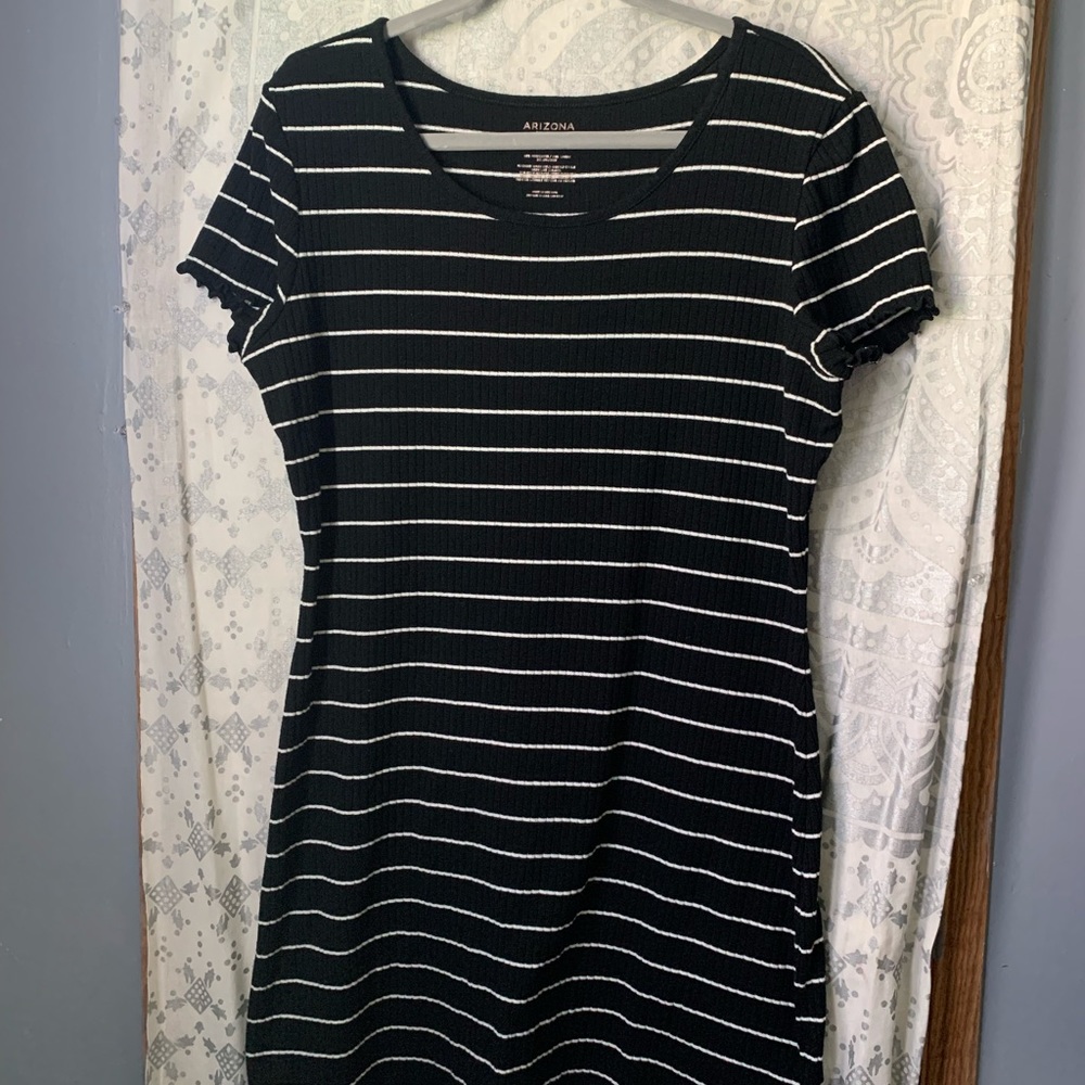 White & Black Stripped Dress